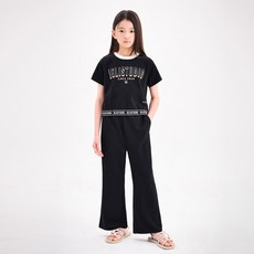 Jelistudio 女童涼感透氣字母鬆緊帶清涼靴型褲