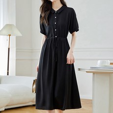 LUNA GIRL Blant 半開襟連身裙 L24SMOPS031406, 黑色