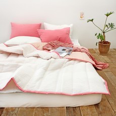 Nubile 馬卡龍雙面拼色泡泡紗60支棉薄被, 糖果粉