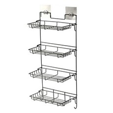 제이라이프 루미에르 접이식 무타공 와이어 선반 4단, 블랙, 1개