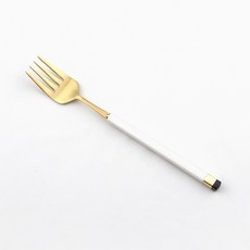 보겐 스퀘어 투톤 커트러리 디저트포크, 화이트 + 골드, 1개