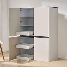 엘리에셀 비스포크 오브제 600 3서랍 광폭 다용도 선반 5단 키큰 틈새 수납장 방문설치, 올 베이지