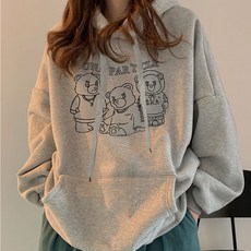 카리스마 곰패밀리 프린팅 임산부 간절기 후드티