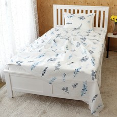 허니베딩 냉감원단 몬티 시어서커 여름 홑이불, 블루