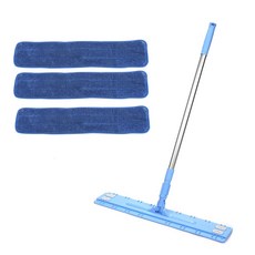 aclean 大型天空藍平板拖把 + 藍色高級環圈拖布 3片, 1組