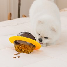 Leto 狗狗嗅聞搖擺太空船零食球玩具, 黃色, 1個