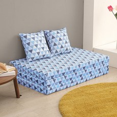 접이식 3단 무중력 슬립 매트리스, 북유럽 블루, 12cm