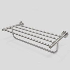 Everyweek 霧面304不鏽鋼浴室毛巾下方掛架免鑽孔置物架, 銀色, 1個