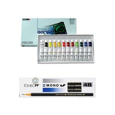 ShinHan 壓克力顏料 7.5ml+4B素描筆 12入, 12 種顏色