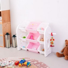 미루 유아용 초이스 3단 와이드애니 장난감 정리함, 핑크, 1개