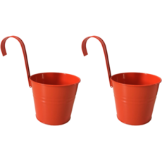 Cheonglin園藝壁掛式陽台彩色花盆 2件組, 橘色