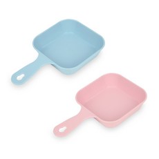 새드리 국산 사각 손잡이 앞접시 세트, 2개, 앞접시 2종, 핑크 + 블루