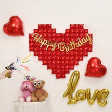 피앤비유니티 빅하트 생일장식세트 모음, 러브형 레드, 1세트