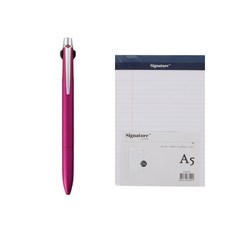 JETSTREAM Prime 圓珠筆 SXE3-3000 0.5 毫米 + 打孔法律紙 50 張 A5, 粉色（圓珠筆），白色（富貴記事本）, 1套