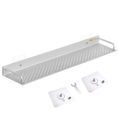 Ttosaja 一字型多用途浴室置物架, 1個, 銀色