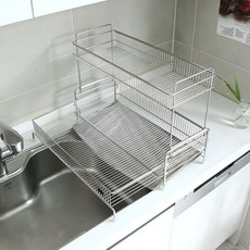 I NEX 潔淨邊緣 纖薄 伸縮式 瀝水架, 2層, 1個, 銀色