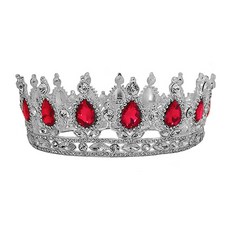 Luna Glam 葉片水滴造型裝飾珠寶 自助婚紗 頭冠 WC830, 1個, 銀色紅色