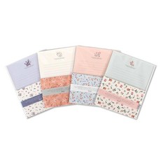 Tok Tok 花式 1000 芬芳花朵信紙 4款套組, 象牙色、橙色、薄荷色、紫羅蘭色, 16張