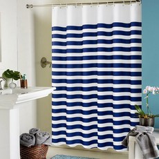 市場 A 圖案防水浴室浴簾海軍條紋 130 x 200cm, 1個