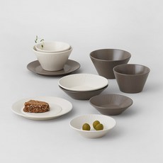 LENANSE Hygge 雙人餐具組 10件組, 10種餐具, 灰色, 奶油色