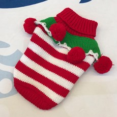 狗狗叮叮噹聖誕條紋毛衣, 紅白