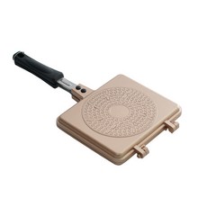 IH感應單柄鈦不沾方形鬆餅烤盤 玫瑰金, 1個, 16.5 x 18 厘米