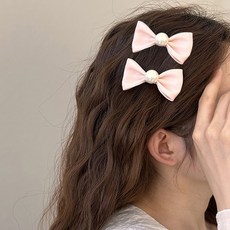 디멜디 인조 진주 옆머리핀 헤어집게 반머리용 2p
