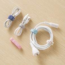 Make Mine 電線 纜線 耳機 整理 魔鬼氈 理線貼 魔鬼氈束帶 5件組, 天藍色, 象牙白, 粉紅色, 海軍藍, 灰色, 1套