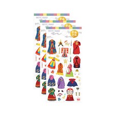 쁘띠팬시 씰 스티커 왕실 한복 DA5403, 혼합색상, 3개