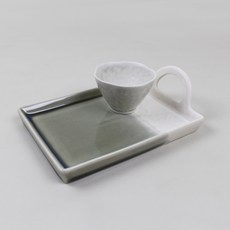 Dalsogum 陶瓷燒酒杯 + 下酒菜盤組 銀灰色, 1套, 酒杯 + 盤子