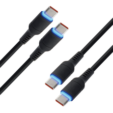 지파워 C타입-C타입 갤럭시 전기종 밎 아이폰 15 호환 100W LED 초고속케이블, 2개, 블랙, 1.5m