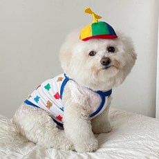 By Damsoomi 狗狗活力短版T恤, 藍色