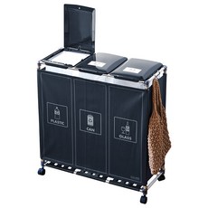 SenseQ Easyfit Rich 3 垃圾桶用於家庭回收, 黑色, 1個