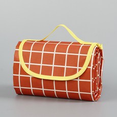 Simile 多合一收納格紋折疊露營墊, 01 橘色