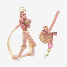 Lanboer 寵物可愛亮點胸背帶套組, 粉紅色, 1套