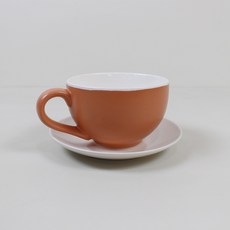 달소금 동글동글 커피잔 + 받침 세트, 연어, 1세트