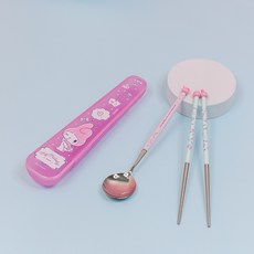 LiLFANT 美樂蒂公仔輕巧餐具盒組 L, 混合顏色, 湯匙 + 筷子 + 餐具盒