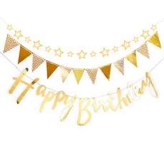 LivingDA 星星造型生日掛旗組, 金子, 1套