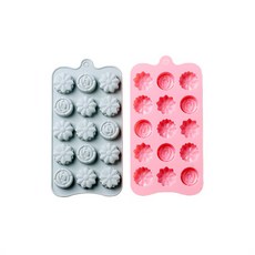 15格矽膠迷你花造型模具 2入, 藍色, 粉色, 1套