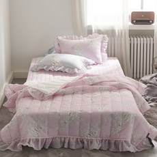 블랑뷰 앙리 스노우 시어서커 이불 스프레드 + 베개커버 2p + 패드 세트, 핑크