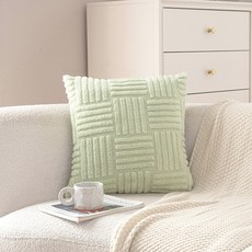 줄무늬 벨벳 소파 쿠션 MH053, 연두