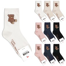 Park Goon 女款泰迪熊印花中筒襪 10雙