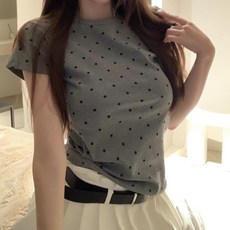 Andaromi 女士圓點修身圓領短袖T恤