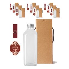 Square Dutch PET 1000ml x 10p + 鋁蓋 銀色 10p + 貼紙 2 種 x 10p + 盒裝 10p 套組 LB2, 1組