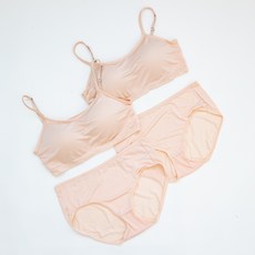 MALAMUTE 大尺碼涼爽透氣人造絲一體式胸墊肩帶款內衣褲2件組