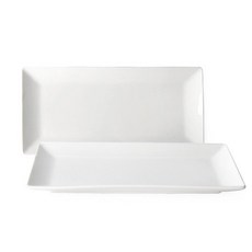 PRELUDE Neobone 新骨瓷長方形盤, 2個, 白色