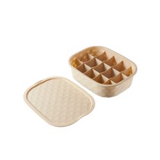 塑膠蓋襪子內衣收納盒 米色 D_RD_59, 1個