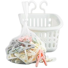 elelliving 彩色曬衣夾 50p + 掛鉤籃子組, 混色, 1個