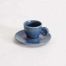 月鹽 韓國製陶瓷義式濃縮杯, 鋼藍色, 1個