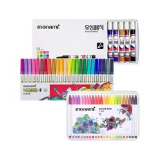 MONAMI 慕那美 彩色筆 48色+油性筆 12色+簽字筆 24色, 混色, 1組